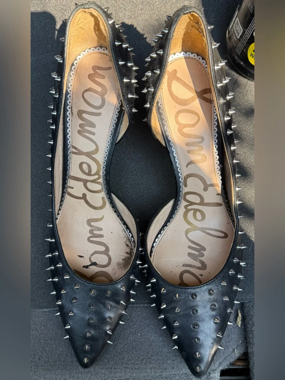 $149 Sam Edelman Haddlee d’orsay stud heel shoes 10 punk pump leather black